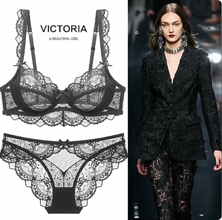 纯欲蕾丝性感内衣女薄款大胸显小收副乳防下垂文胸罩