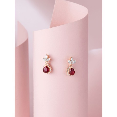 红宝石钻石耳环18k CH035(主石0.594ct 钻石0.287ct 18K红宝石 总重1.84克)