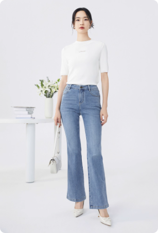 休闲裤微喇水洗牛仔裤女2025早秋高腰显瘦裤子