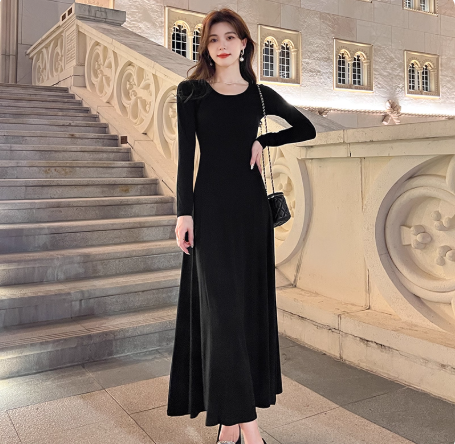 Ocnltiy垂坠显瘦长袖连衣裙