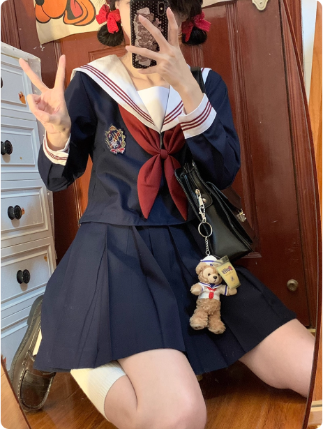 【雪国少女】原创正版jk制服套装春秋新款长袖日系三本基础水手服